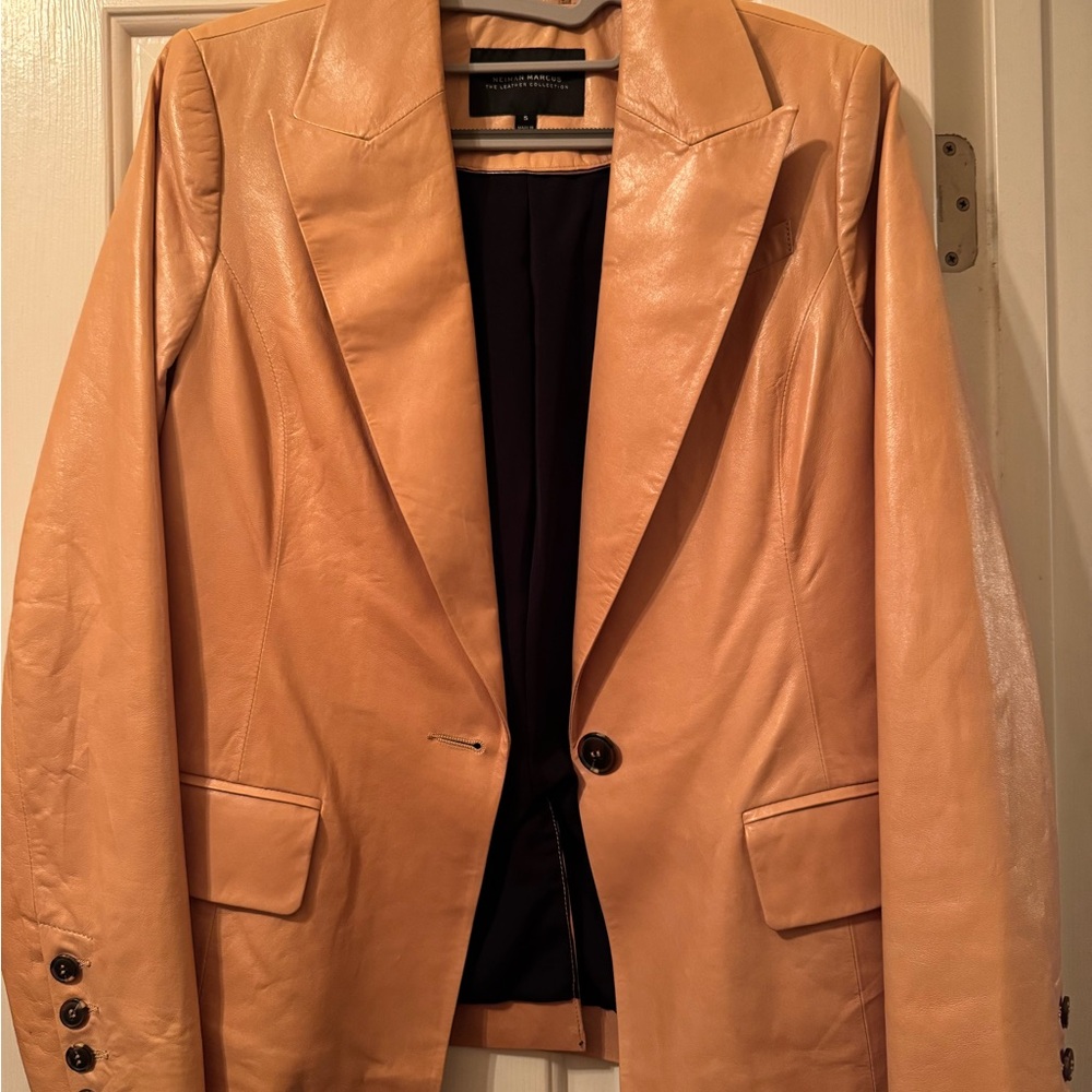 Neiman Marcus Butter/Tan Leather Blazer Jacket